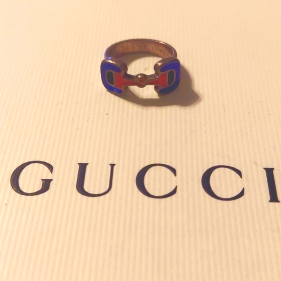 Amazing vintage Gucci horsebit ring, 925 unisex, enamel, rare  70's GVC! - Picture 1 of 10